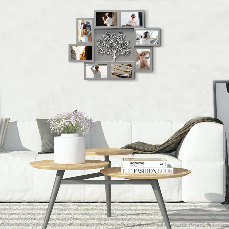 Wassay 8 Opening Embossed Collage Picture Frame, Grey