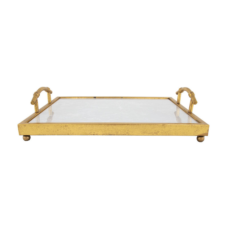 Lalana Decorative Tray, 19" x 16", Antiqued Gold Leaf
