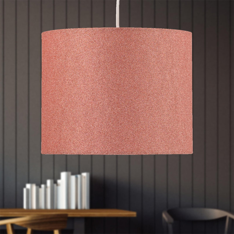 20cm H Cotton Drum Pendant Shade ( Uno ) in Pink