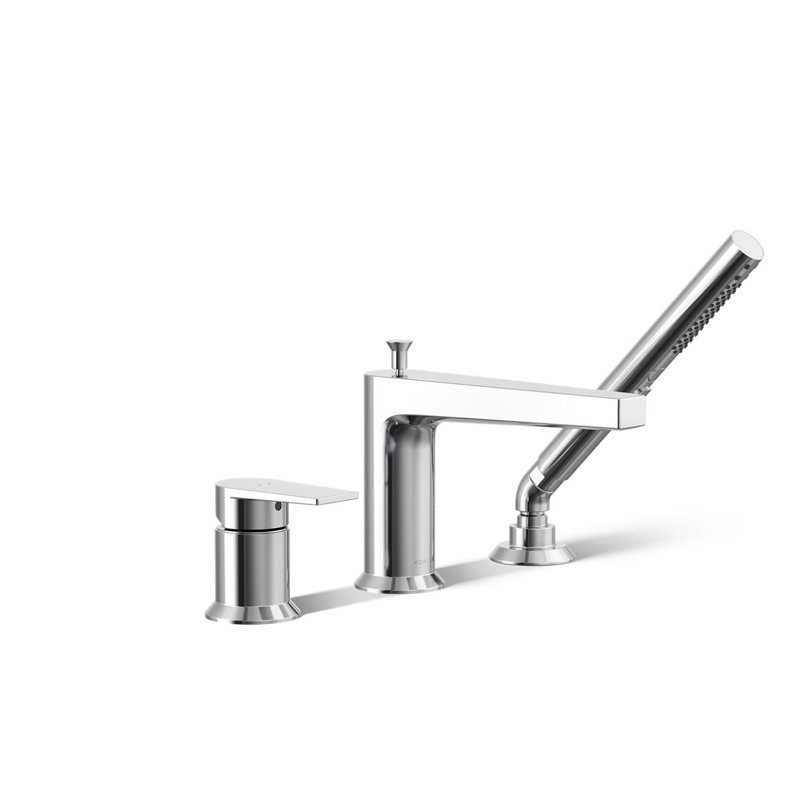 Taut Single Handle Deck Mounted Roman Tub Faucet with Diverter, Polished Chrome