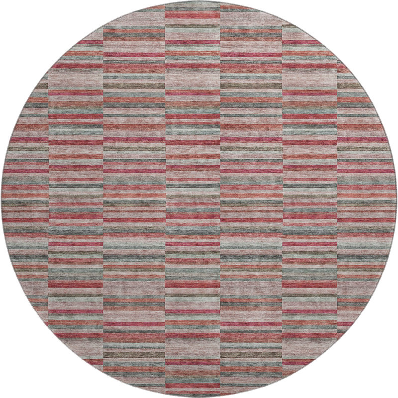 Premium Machine Washable Prisco Red Rug, Round 8'