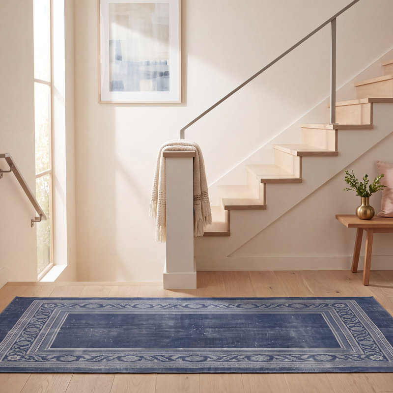 Tapis moderne minimaliste avec bordure géométrique en quartz, couleur marine, turquoise, gris, crème et rose. Lavable à la machine, antidérapant, à poils courts, pour l'intérieur et l'extérieur, adapté aux animaux domestiques. Convient au salon, à la chambre à coucher, à la salle à manger, à l'entrée, au corridor ou au bureau.
