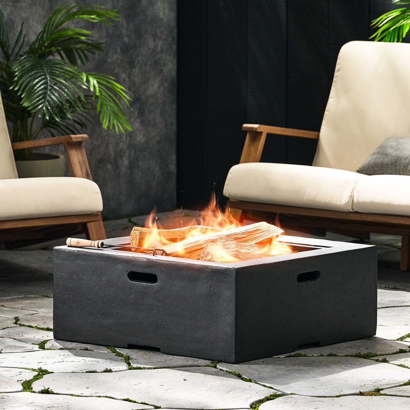 29" Square Magnesium Oxide Fireplace - Dark Gray, Wood Burning, Outdoor Ambiance , 29.61 In. X 17.29 In., 52.71 Lb Heating Appliance Burning Delight Area, Depth & Width, Height, Weight