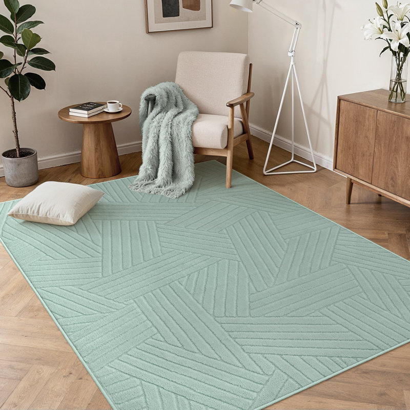Geometric Area Rug, Sage Green, Rectangle 120 x 160 cm