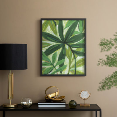 «Tropical Island Leaves I», reproduction encadrée - bois massif