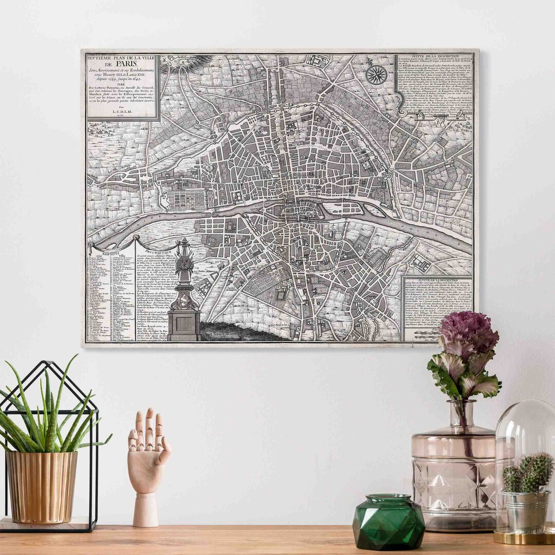 Leinwandbild Vintage Paris Map