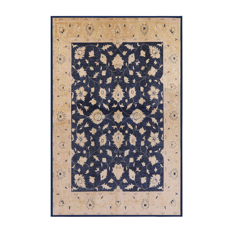 Tapis oriental beige / bleu foncé Othinkar, Rectangle 8 pi x 10 pi