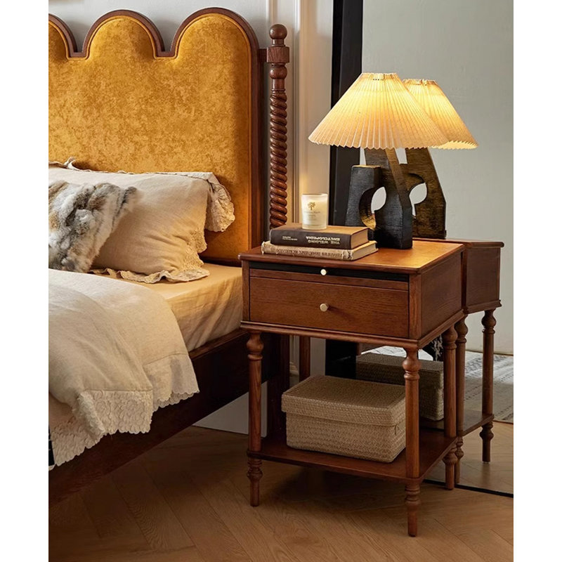 Table de chevet vintage en bois massif de style français pour armoire de rangement pour chambre à coucher