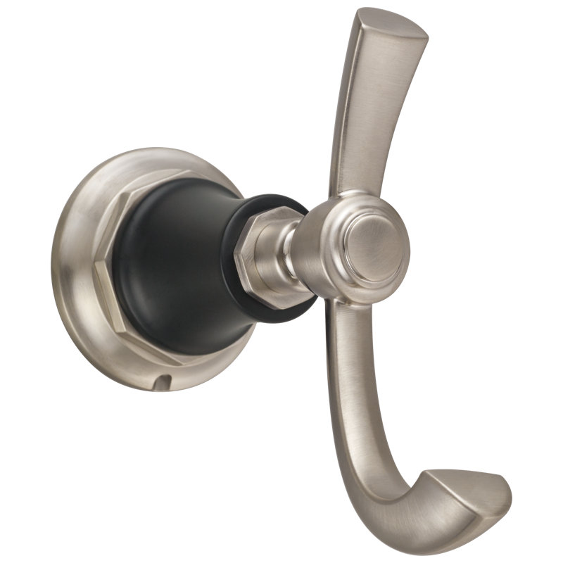 Rook® Double Robe Hook, Luxe Nickel/Matte Black