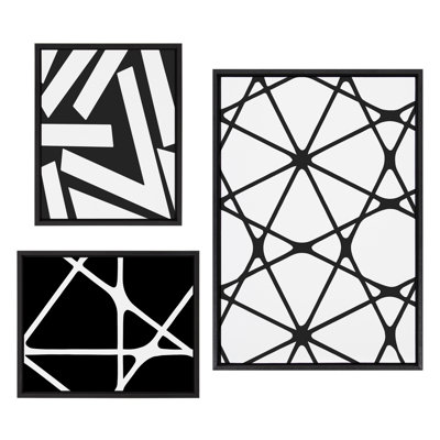 Corrigan StudioÂ® Sylvie Elevated Modern Black And White Minimalist Pattern No 1, 2 And 3 Framed Canvas By The Creative Bunch Studio 3 Piece Black -  1B2245EBDE884C7C8DEB65787B59B00A