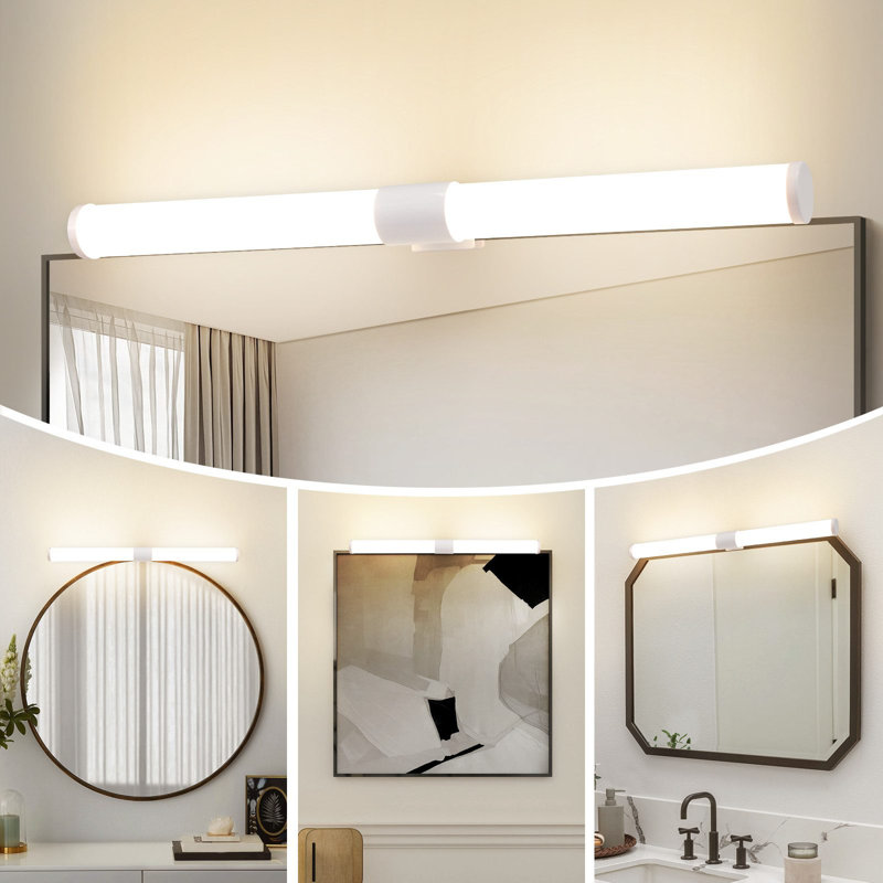 LED mirror light bathroom clampable wall light 6W 4000K bathroom modern, 3.2cm H x 40cm W x 5.2cm D, White