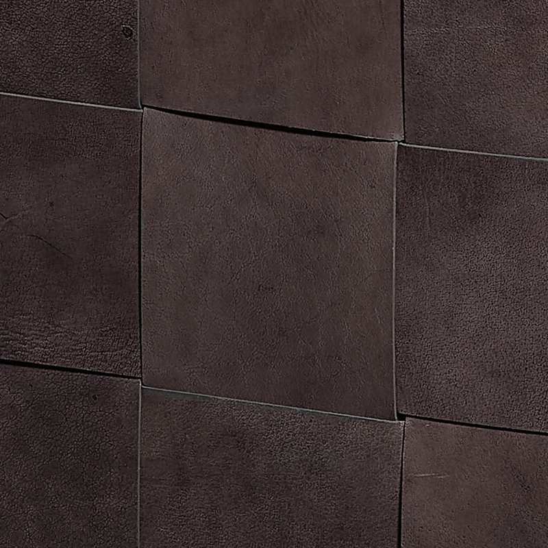 Repose-pieds en cuir tissé, Cuir véritable gris foncé