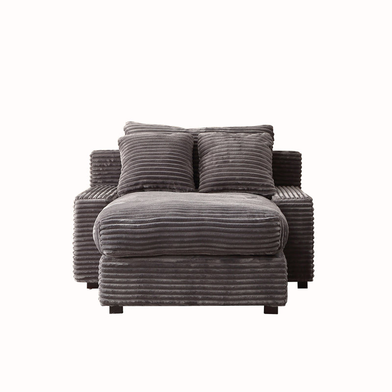 Zelma 48.8'' Wide Lounge Chair, Gray Corduroy