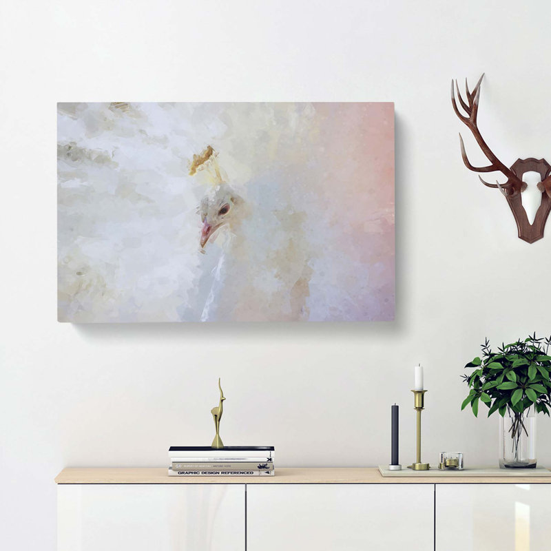 White Peacock In Abstract - Wrapped Canvas, 40cm H x 60cm W x 3cm D