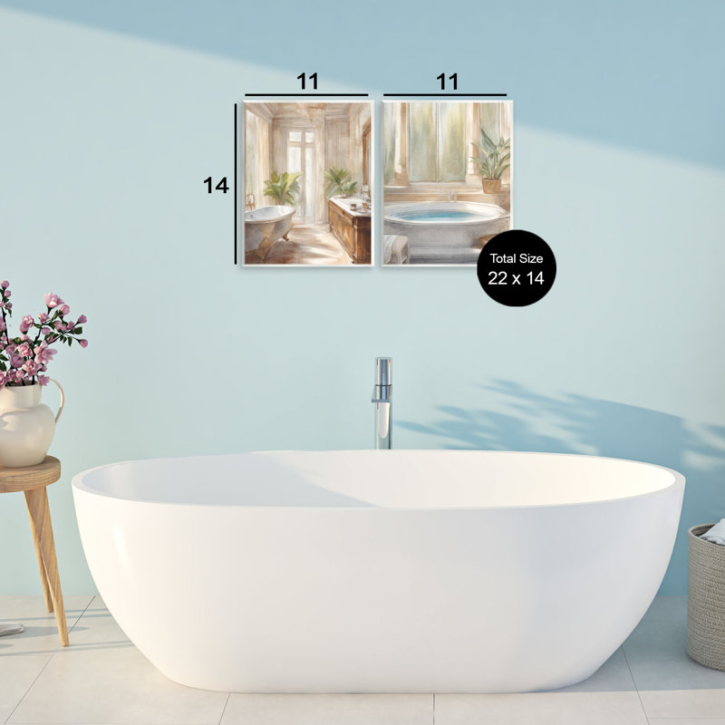Ensemble de 2 plaques murales d'intérieur de salle de bain Serenity Bath, design par Kim Allen