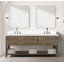 Meuble-lavabo double en chêne blanc 80 po X P 22 po D, dessus en marbre de Carrare, ensemble de robinet et Miroirs-118024587