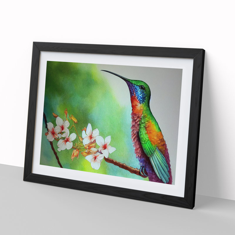 Hummingbird Vol.4 - Single Picture Frame Painting, Black, 46cm H x 64cm W x 2cm D