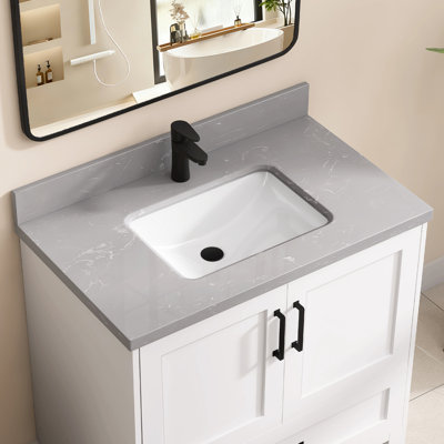Comptoir de meuble-lavabo rectangulaire 36 po avec comptoir dosseret gris