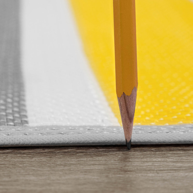 Tapis contemporain à rayures Seattle, jaune, Rectangle 8 pi 11 po x 11 pi 10 po