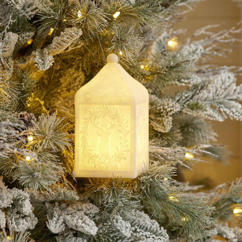 Holiday Tree Pendant Lantern, 9" H x 5.5" W x 5.5" D