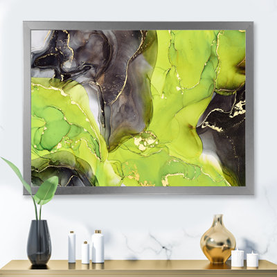 " Green And Black Luxury Abstract Fluid Art I "