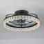 Ventilateur de plafond suspendu de style ferme, noir mat, 53 cm (21 po), avec abat-jour en acrylique à facettes décalées, idéal pour la chambre, la cuisine et le salon.