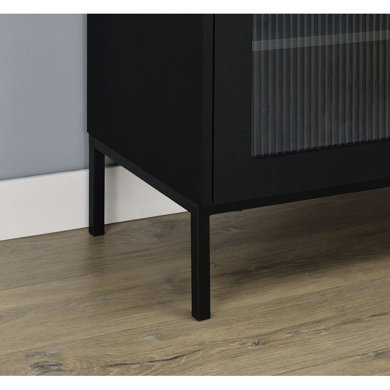 Jess 2-Door Arched Fluted Glass Accent Cabinet Black