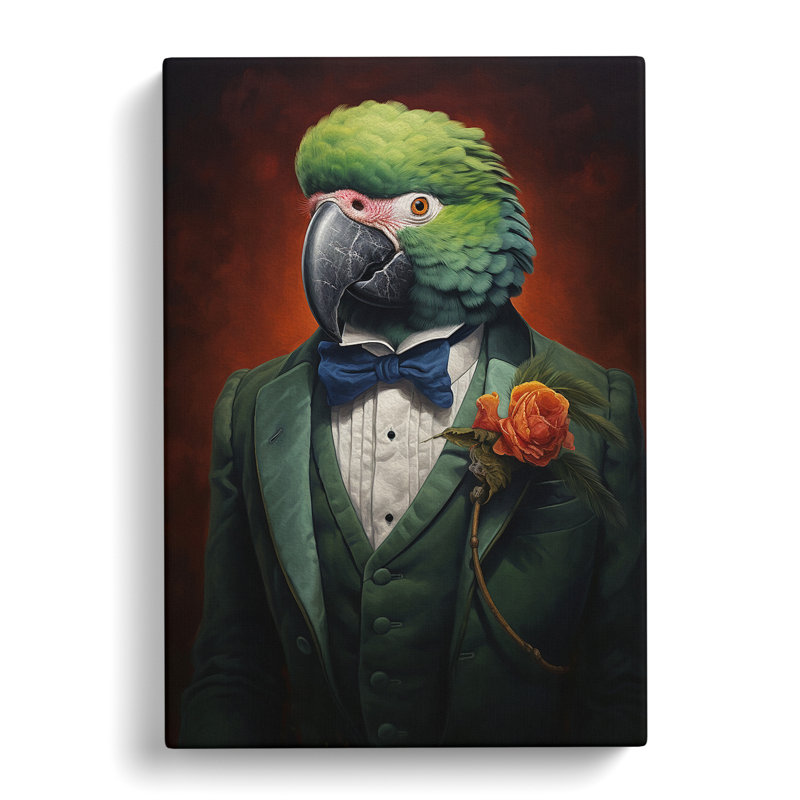 Parrot in a Suit Painting - Wrapped Canvas, 60cm H x 40cm W x 3cm D