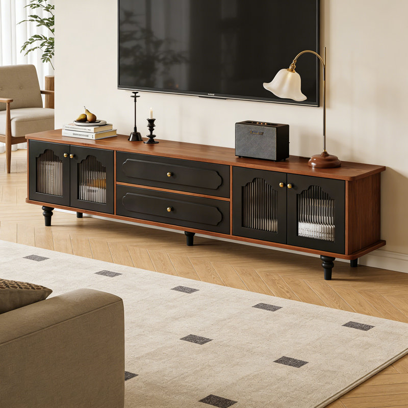 Meuble télé Luxury Roman, Noir / brun, H 19,68 po x L 70,86 po x l 13,77 po