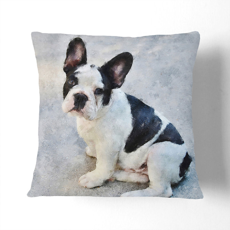 French Bulldog Vol.3 Painting Square Throw Cushion, 55cm H x 55cm W x 20cm D, Black