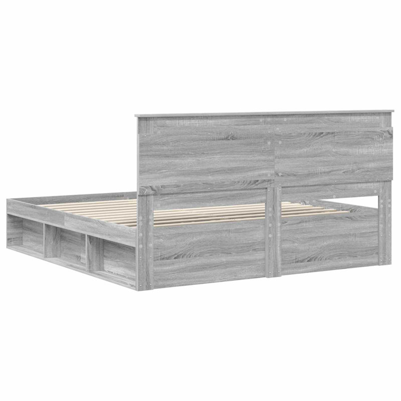 Solid Wood Bed, Grey Sonoma, Super King (6')