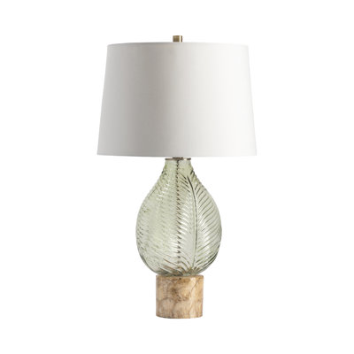 Lampe de table en verre 28 "avec abat-jour blanc