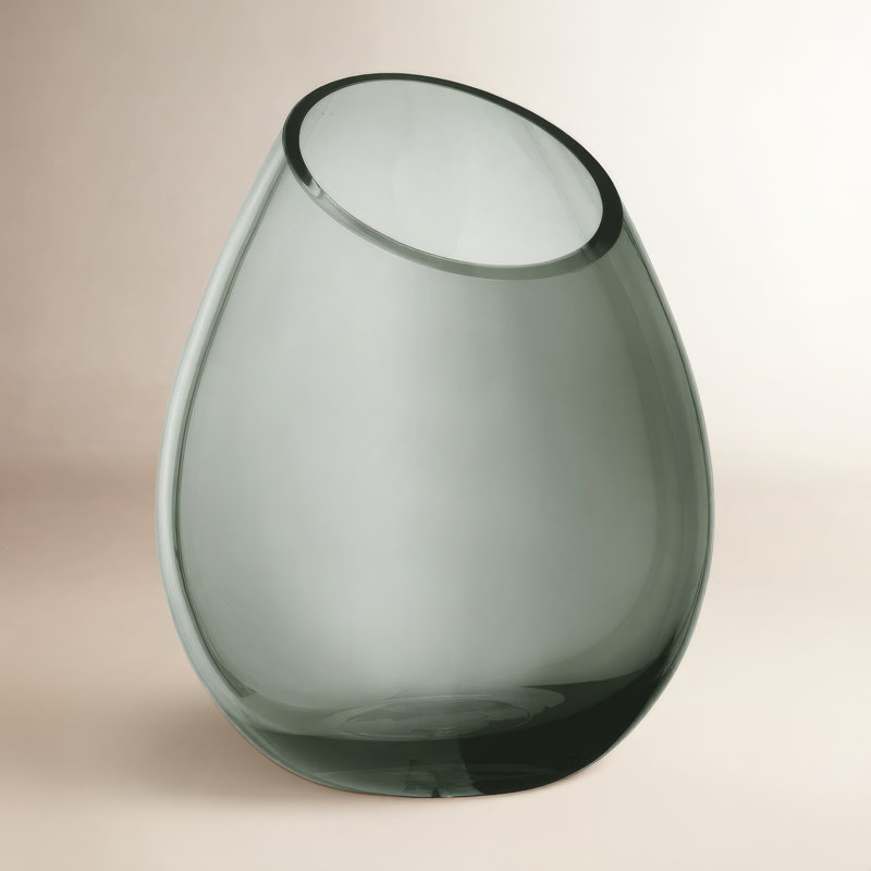 Drop Glass Table Vase, 9.45" H x 7.48" W x 7.48" D, Smoke