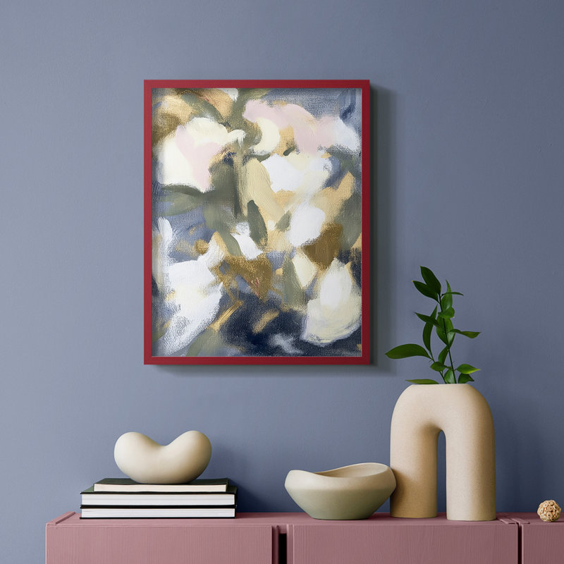 Série FLORAL DCLV - reproduction encadrée de qualité supérieure - prête à être accrochée - aucun clou requis, Rouge