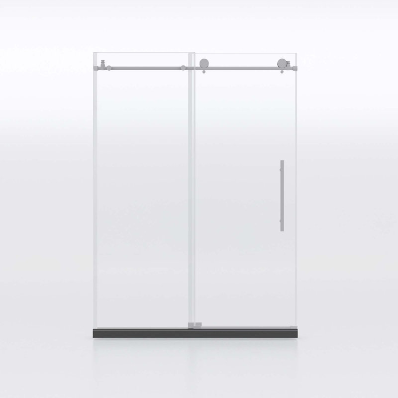 Portes de douche coulissantes en verre semi-sans cadre, verre trempé transparent