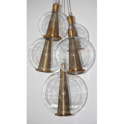 Luminaire suspendu sphère 5 lumières grappe Broyles