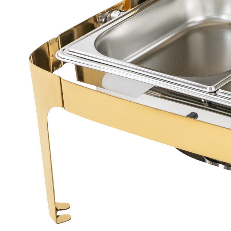 Roll Top Rectangular Chafing Dish With 2 Food Pans & Visible Lid