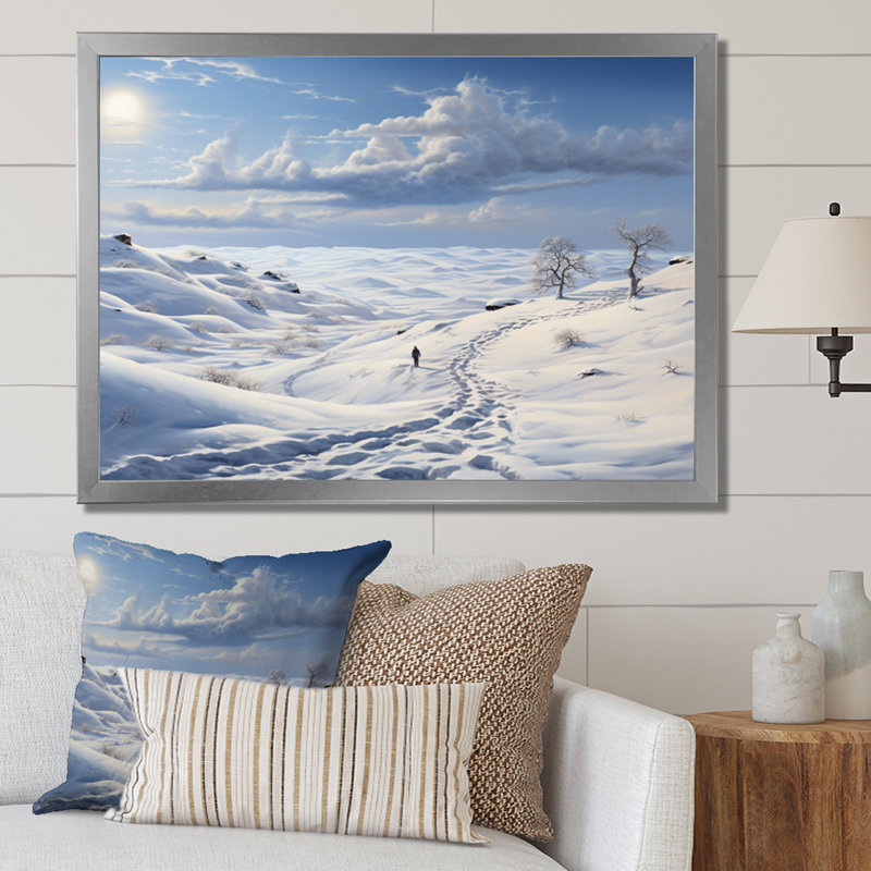 Paysage solitaire hivers - impression, H 34 po x l 44 po x P 1,5 po, Cadre photo argenté