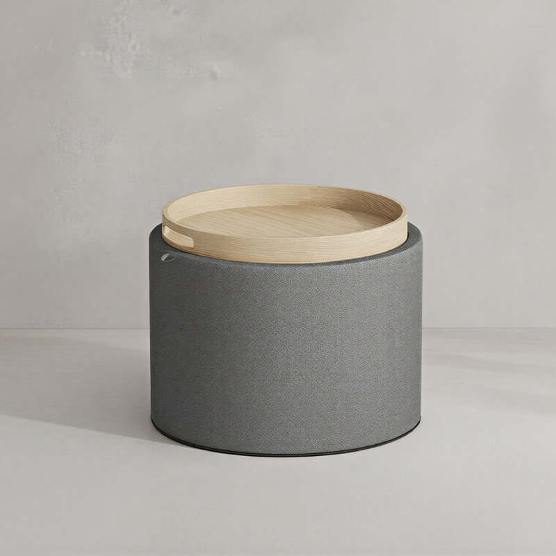 Multi-functional Round Storage Coffee Table With Tray; Stool