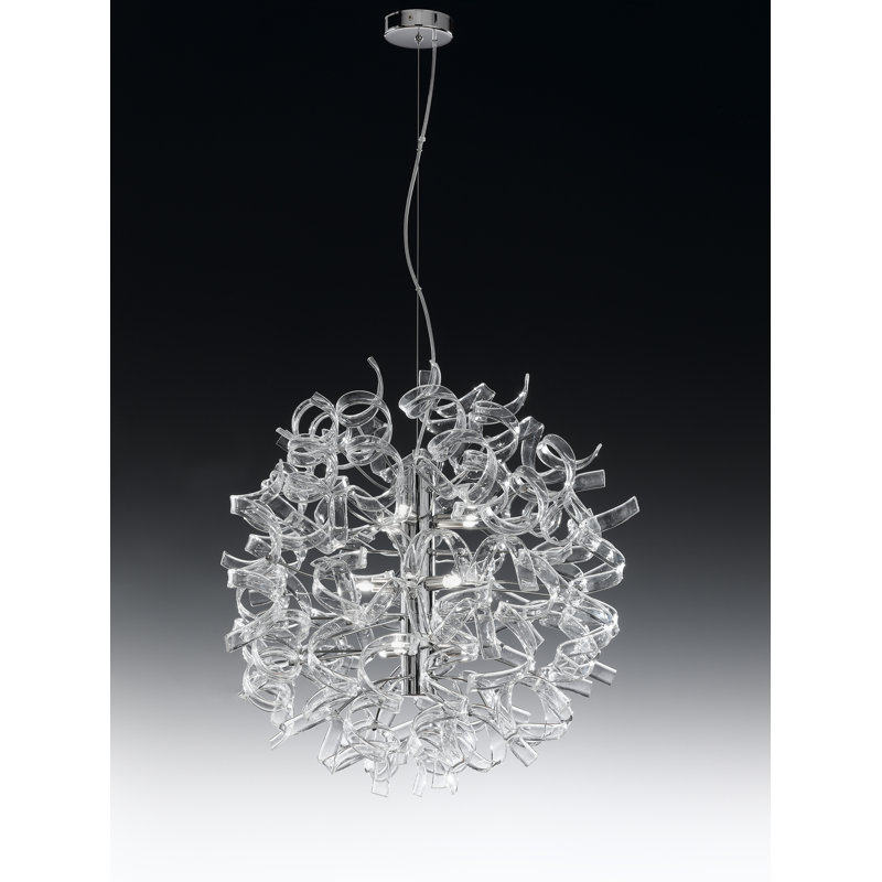 Astro 9 - Light Chrome Unique/Statement Pendant, Crystal