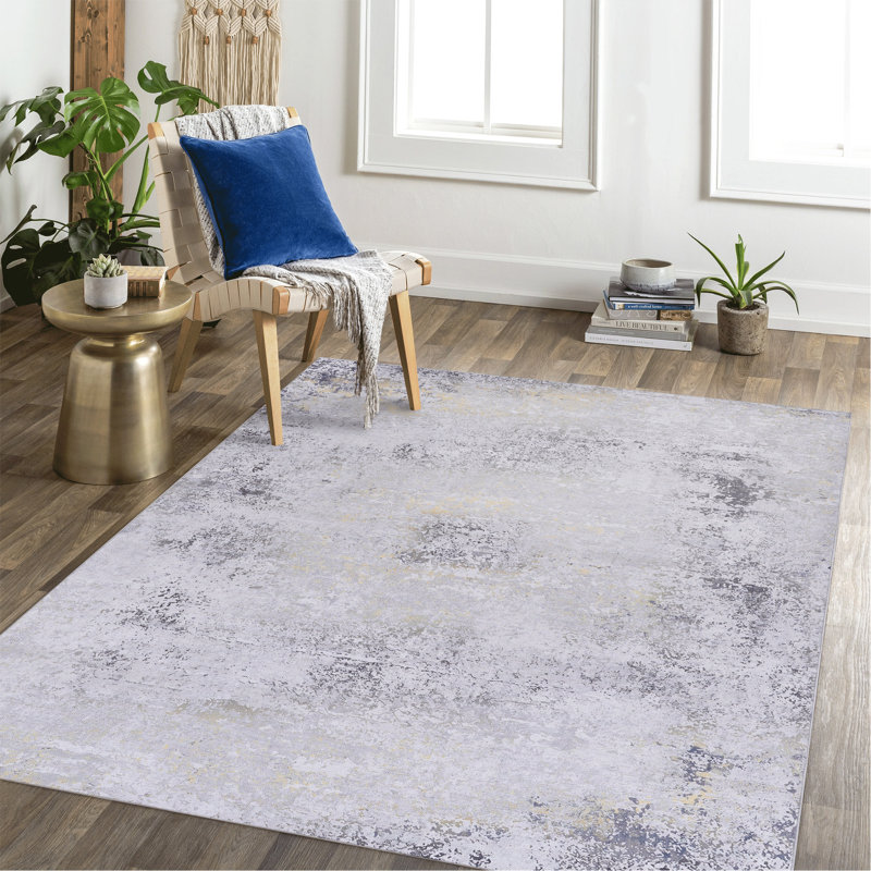 Tapis doré lavable 5 x 8 (gris + or, 5 pi x 8 pi)