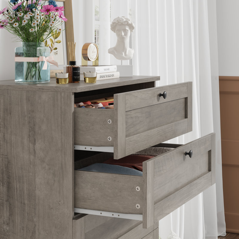 Commode 5 tiroirs Arfon, Gris