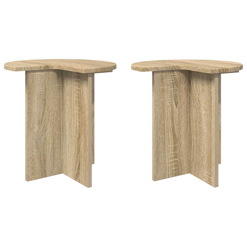 Abstract Asymmetrical Tray Top Side Table Set, Light Brown