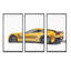 «Yellow Sport Car with Its Shadow I», reproduction de cadre flottant 3 pièces sur toile-1525944260-1525944263