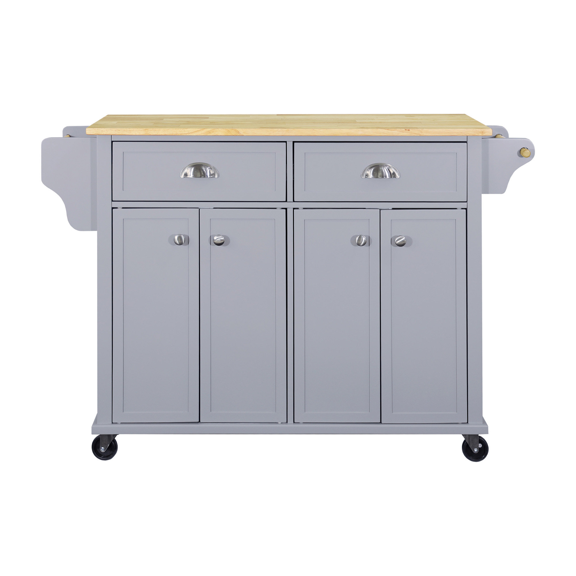 Latitude Run® Cambridge Natural Wood Top Kitchen Island with Storage ...
