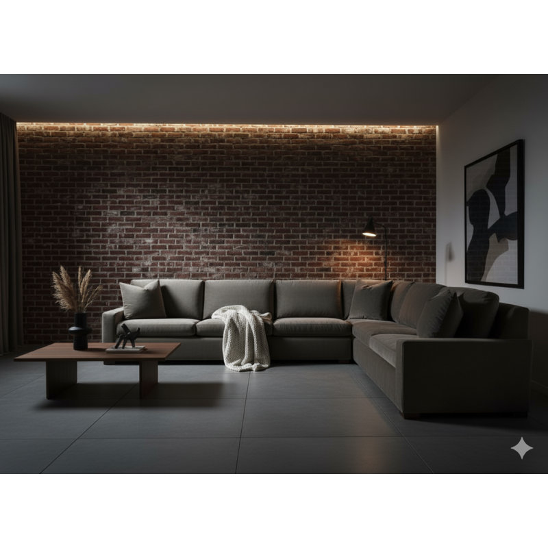 Sectional, Cream Polyester Blend