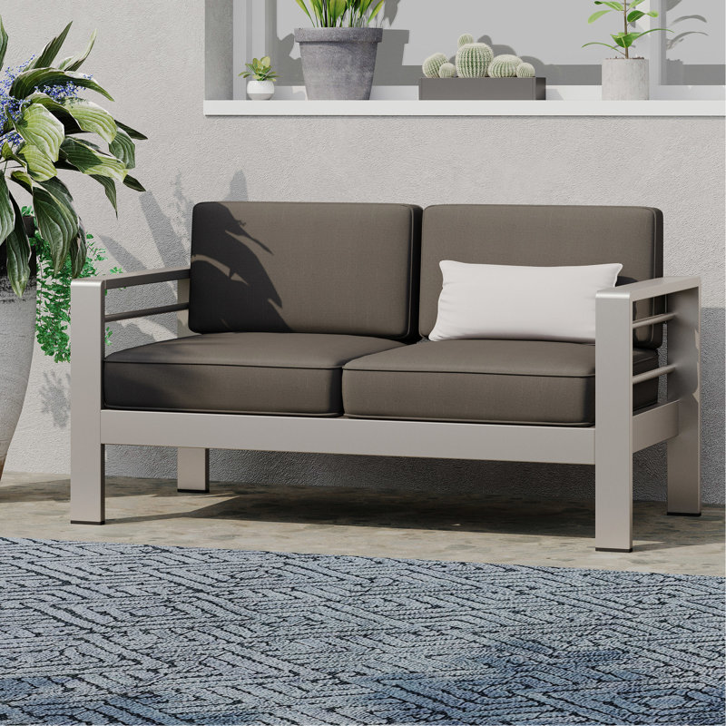 Aluminium kaki d'extérieur - Siège 26,75 po P 6,00 po Coussin de patio couleur 56,24 po Capacité de 600 lb