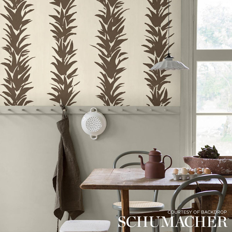 Schumacher x Backdrop White Lotus Wallpaper, Cocoa, Non-Woven