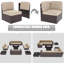 13 Pieces Outdoor Patio Furniture Set with 44" Fire Pit Table Brown Rattan Sectional Sofa Conversation Sets-1307311343-1307311340