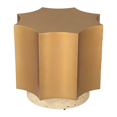 Gracie Mills Contemporary 20" Beige Iron Pedestal End Table